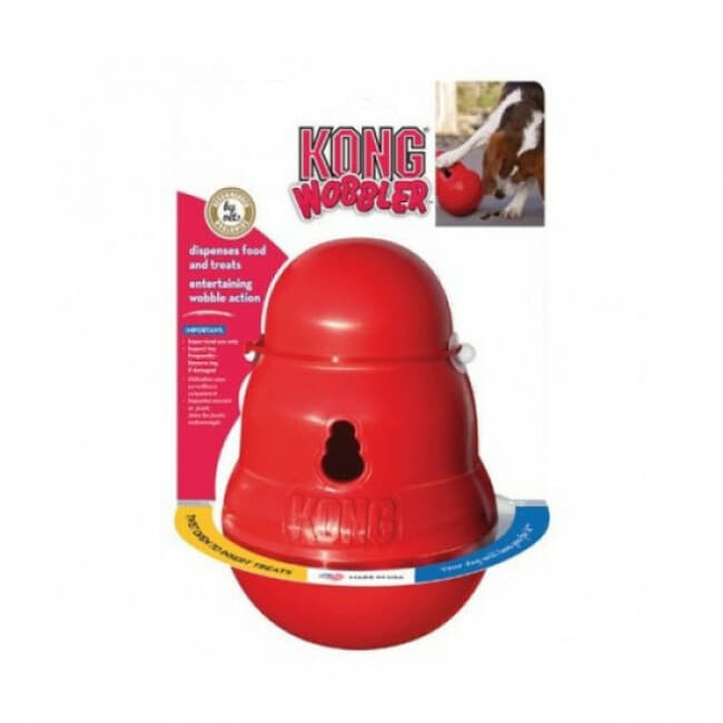 Balle à friandises pour chien KONG Wobbler rouge