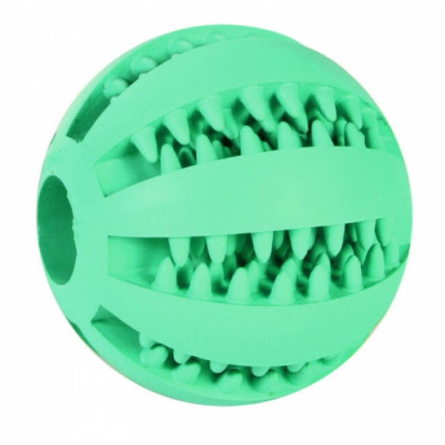 Balle baseball caoutchouc naturel mentholé pour chien Denta Fun vert