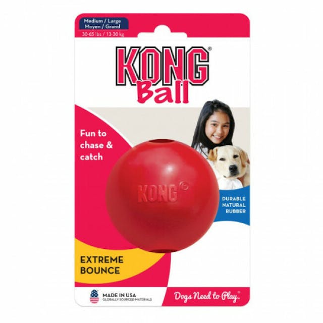 Balle rouge ultra résistante pour chien KONG Ball