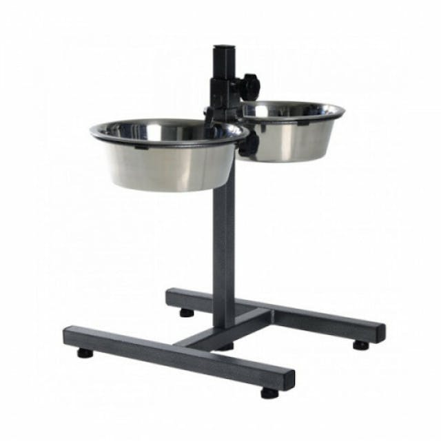 Bar double-écuelles inox pour chien Trixie