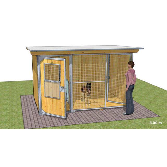 Chenil en bois - 2 x 3 m - SUPER ÉLEVEUR JUNIOR pour chien & chat