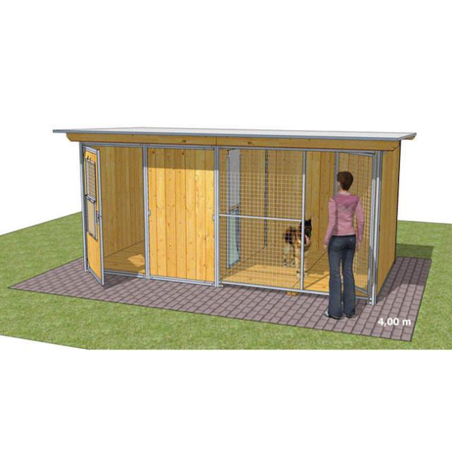 Chenil en bois - 2 x 4 m - SUPER ELEVEUR pour chien & chat