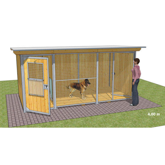 Chenil en bois - 2 x 4 m - SUPER ÉLEVEUR JUNIOR pour chien & chat