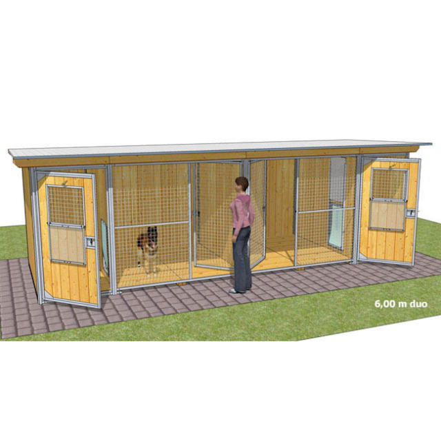 Chenil en bois - 2 x 6 m - Duo - SUPER ÉLEVEUR JUNIOR pour chien & chat