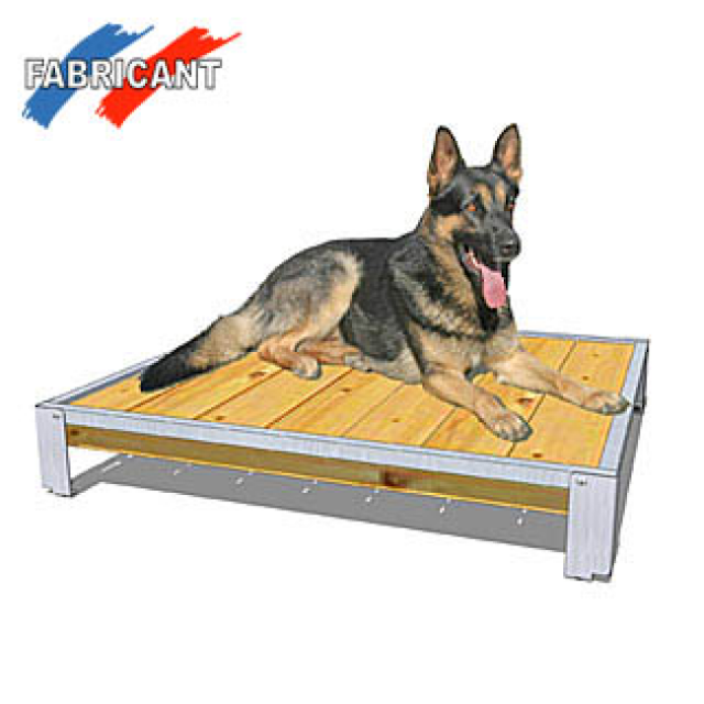 Chenil en bois - 2 x 6 m - Duo - SUPER ÉLEVEUR JUNIOR pour chien & chat - Banc de couchage - L 106 cm x l 83 cm x H 35 cm