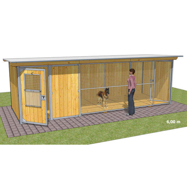 Chenil en bois - 2 x 6 m - SUPER ELEVEUR pour chien & chat