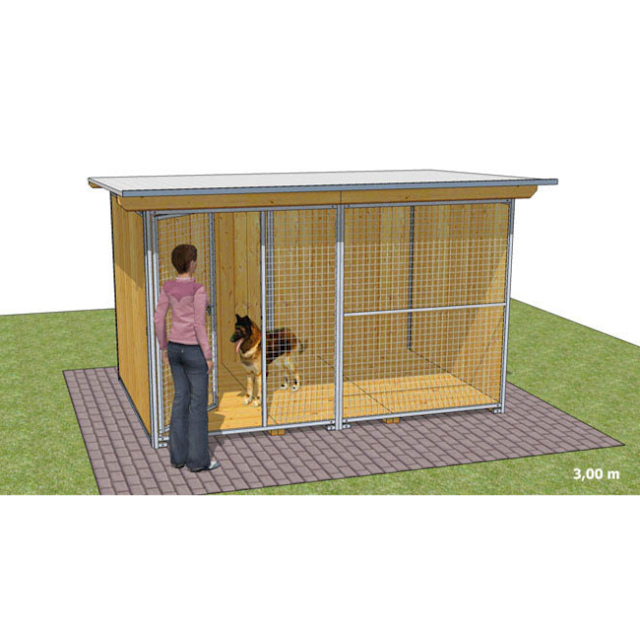 Chenil en bois - 2 x 3 m - 1 porte - CONFORT pour chien & chat