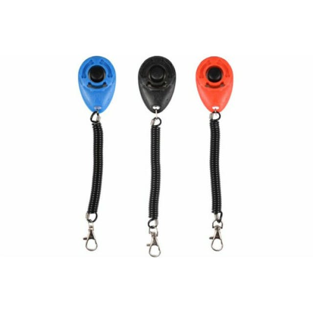 Clicker pour chien avec système d'attache extensible