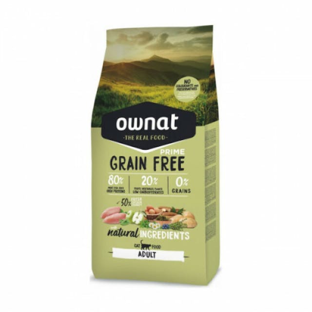 Croquettes chat adulte Ownat Grain Free Prime Adult sans céréales