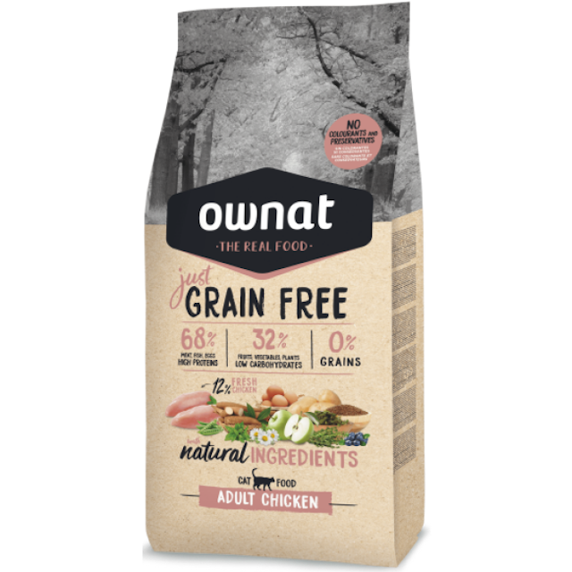 Croquettes Ownat Just Grain Free Adult au Poulet pour chat