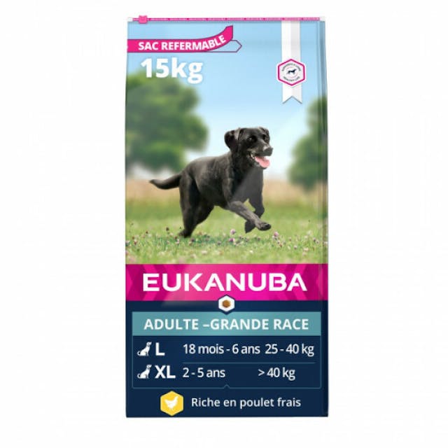 Croquettes pour chien adulte grandes races Eukanuba poulet