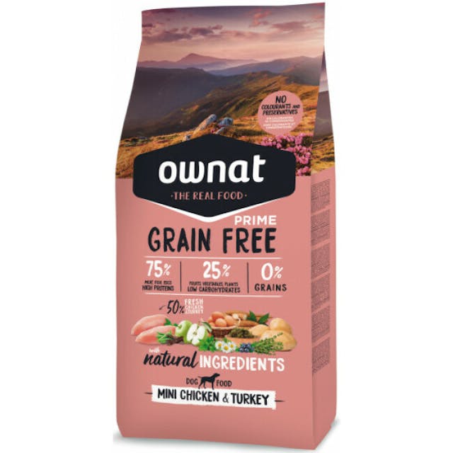 Croquettes pour chien Mini Adult au poulet et à la dinde Grain Free Prime Ownat