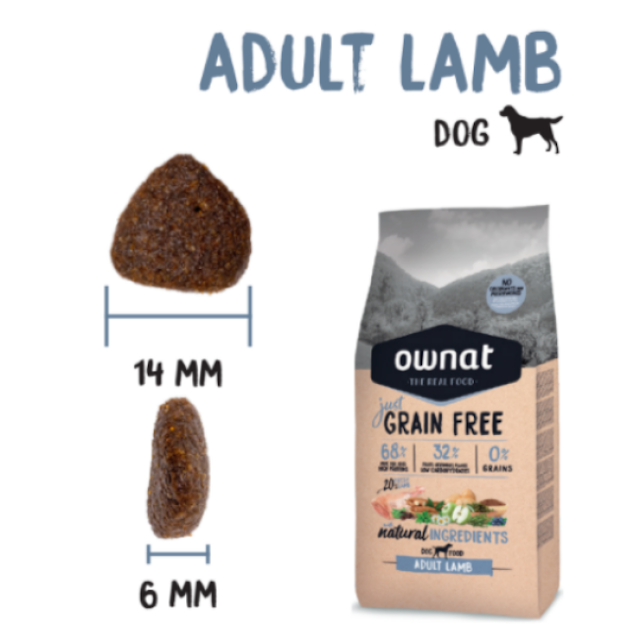 Croquettes sans céréales pour chien adulte Ownat Just Grain Free Sac 14 kg