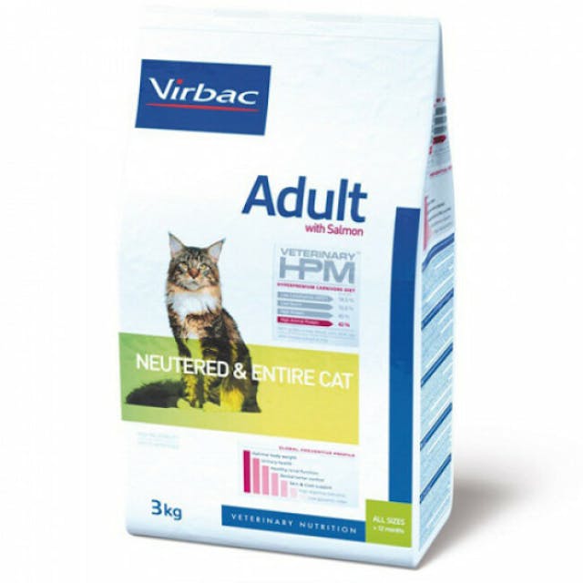 Croquettes Virbac HPM Neutered et Entire pour chat adulte au saumon