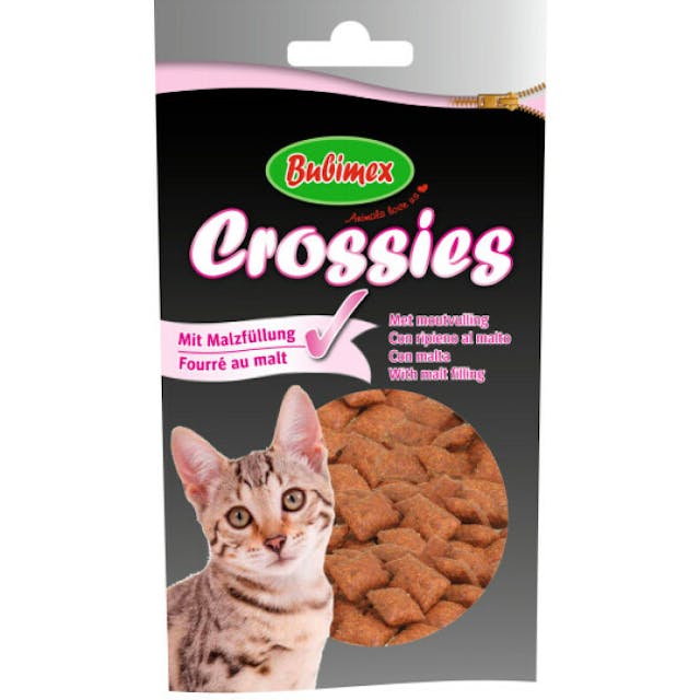 Crossies fourrés au malt friandise pour chat