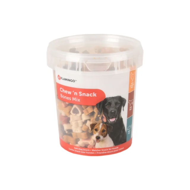 Friandise Flamingo pour chien Chew'n Snack Bones Mix 500 g