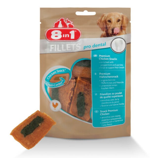 Friandises pour chien contre la mauvaise haleine Fillets Pro Breath 8 in 1 saveur poulet 80 g