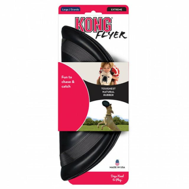 Jouet frisbee résistant noir pour chien KONG Flyer Extreme