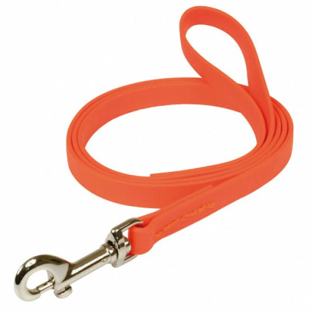 Laisse cousue orange fluo en Biothane pour chien