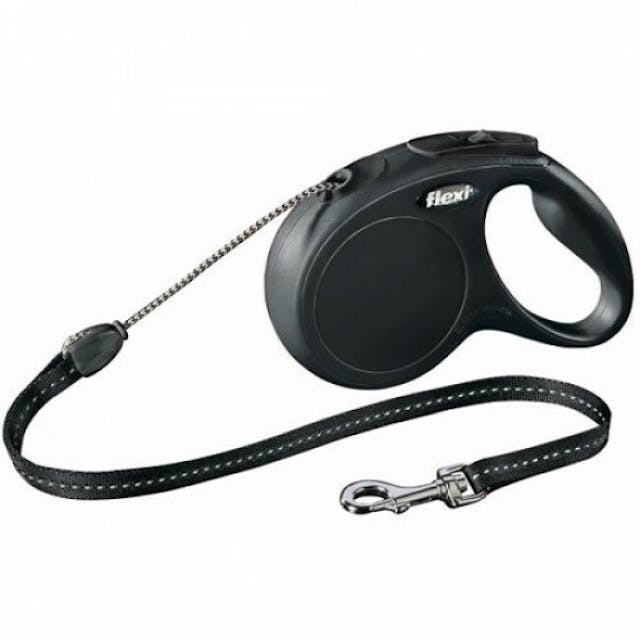 Laisse pour chien à enrouleur corde New Classic Flexi noir