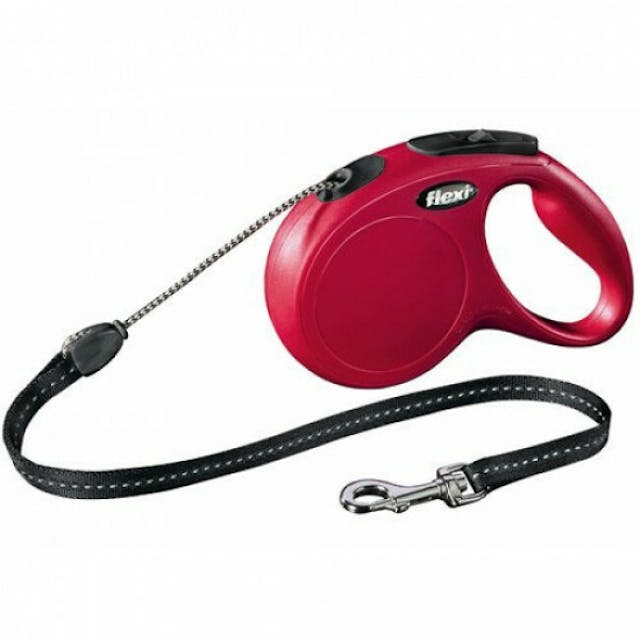 Laisse pour chien à enrouleur corde New Classic Flexi rouge