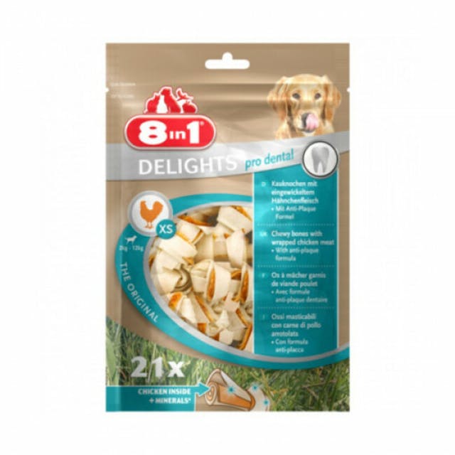 Mini os à mâcher Dental Delights 8 in 1 au poulet