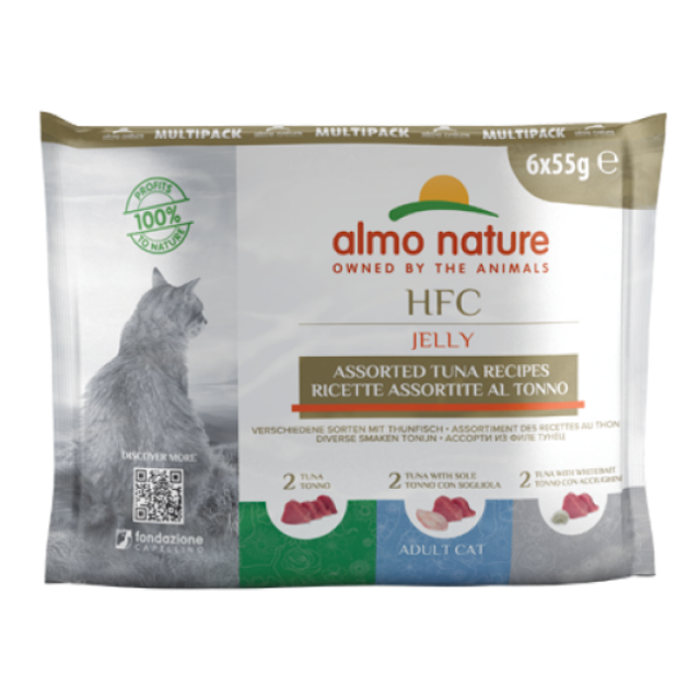 Pâtée pour chat HFC Jelly Almo Nature - Lot de 6 sachets en gelée x 55 g