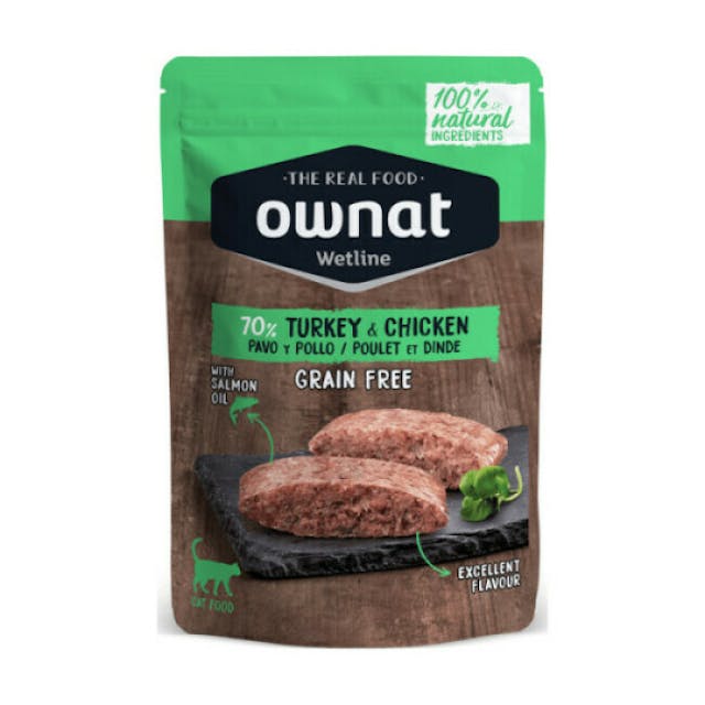 Sachet humide pour chat goût poulet/dinde Wetline Ownat