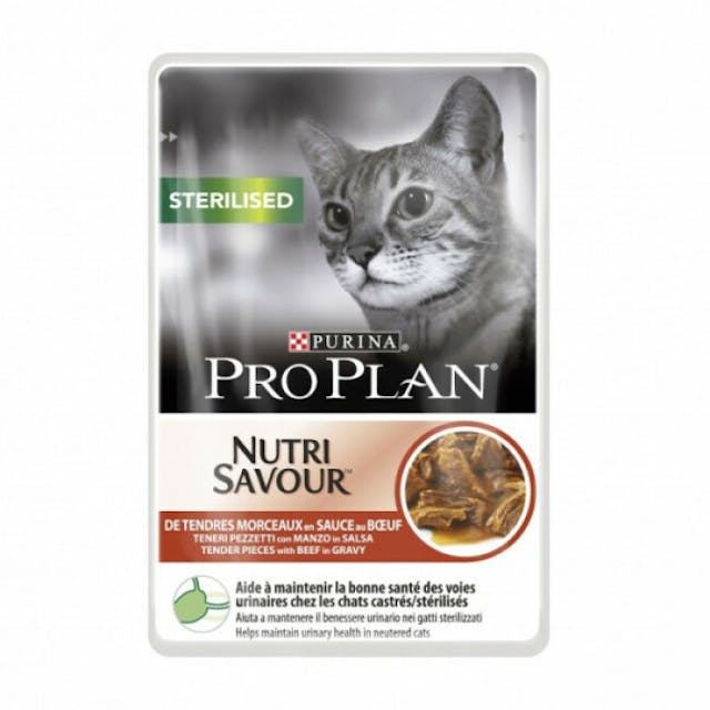 Sachets pour chat stérilisé Pro Plan bœuf 26 sachets 85 g