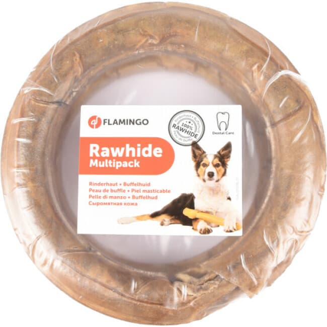 Anneaux en peau de buffle Flamingo pour chien