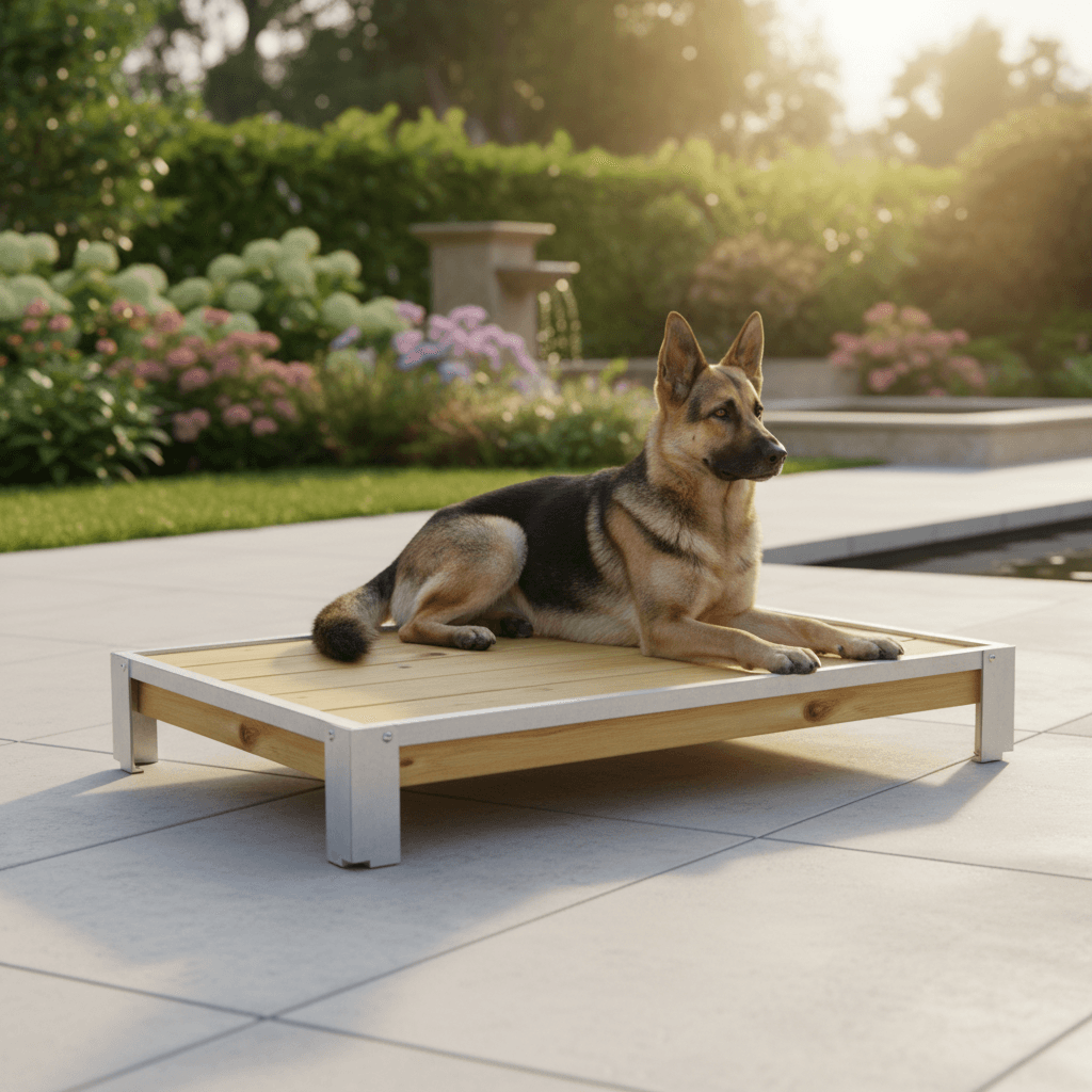 Banc de couchage pour chien en sapin naturel