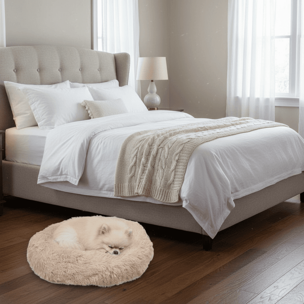 Coussin pour chien doux rond Krems Flamingo Beige