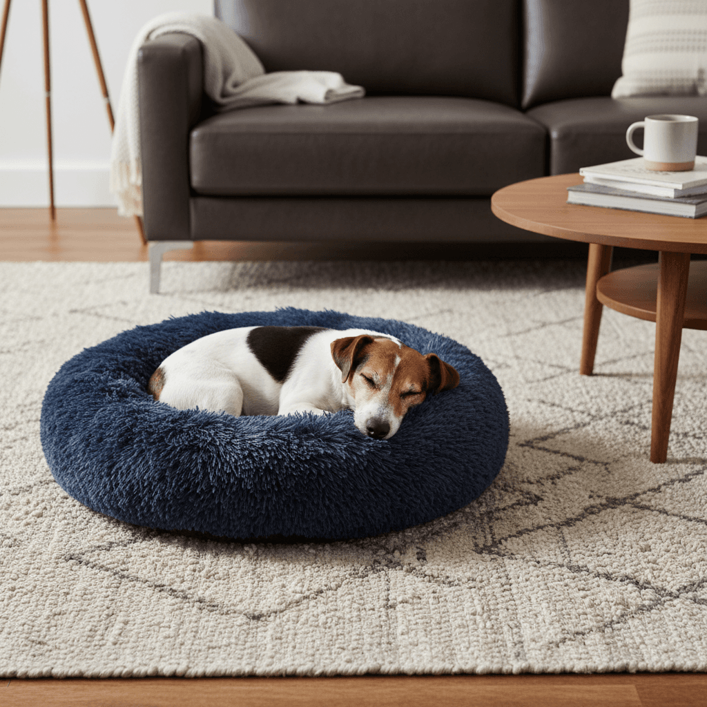 Coussin pour chien doux rond Krems Flamingo Bleu Marine