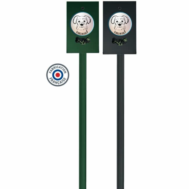 Distributeur sur poteau de sacs à déjections - Aluminium & peinture epoxy + 100 sacs