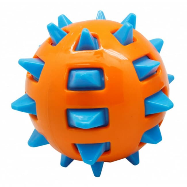 Jouet balle bicolore avec picots TPR Sharp pour chien