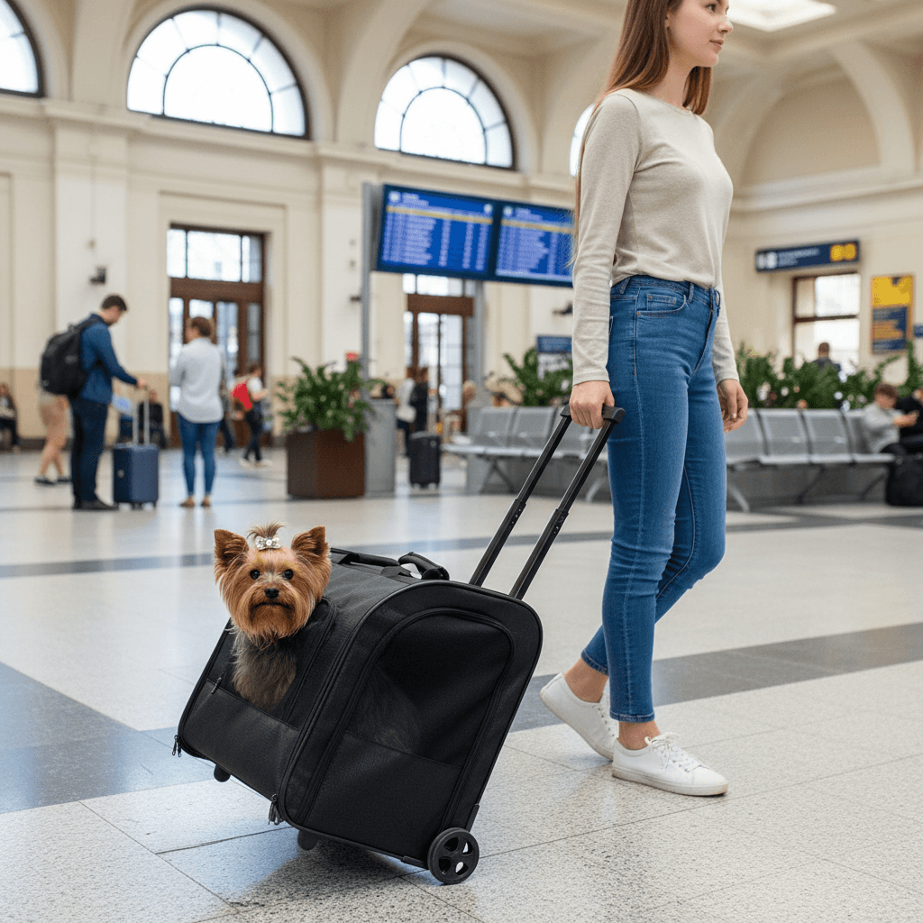 Sac à roulettes en nylon Trolley Elegance pour chien Friends On Tour noir