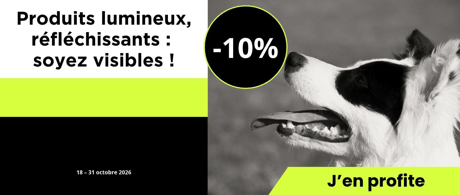 Produits lumineux, réfléchissants : soyez visibles ! 10% de remise !